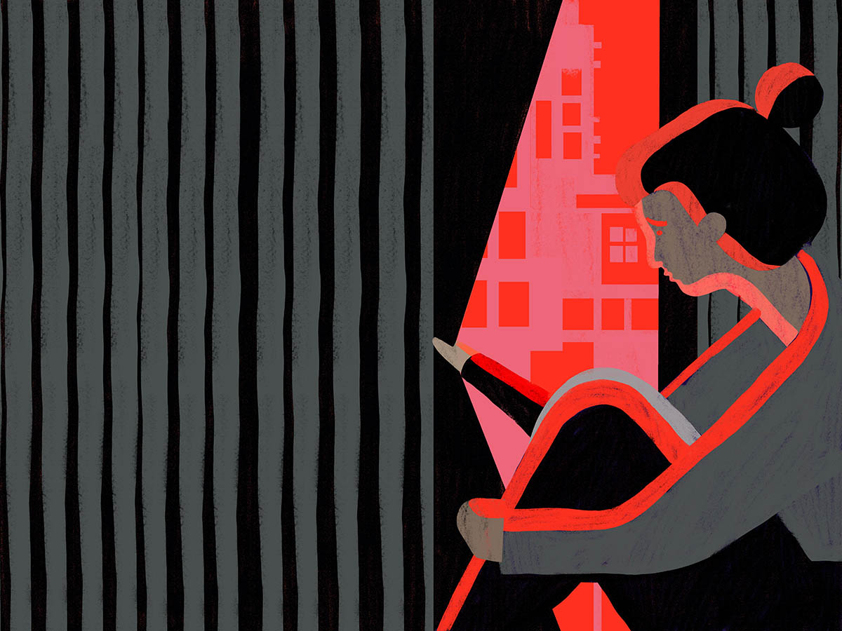 Social anxiety disorder, SAD. Conceptual illustration shows a pe