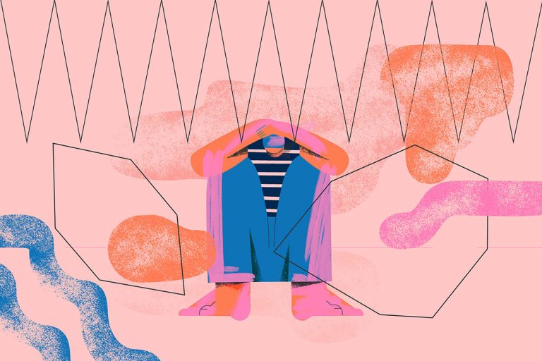 Anxiety and panic concept. A person experiences anxiety and over